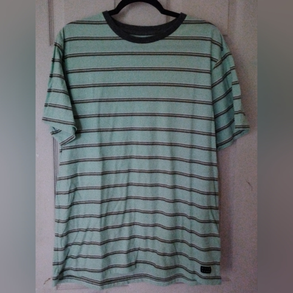 Billabong Green Striped Short Sleeve Tee
